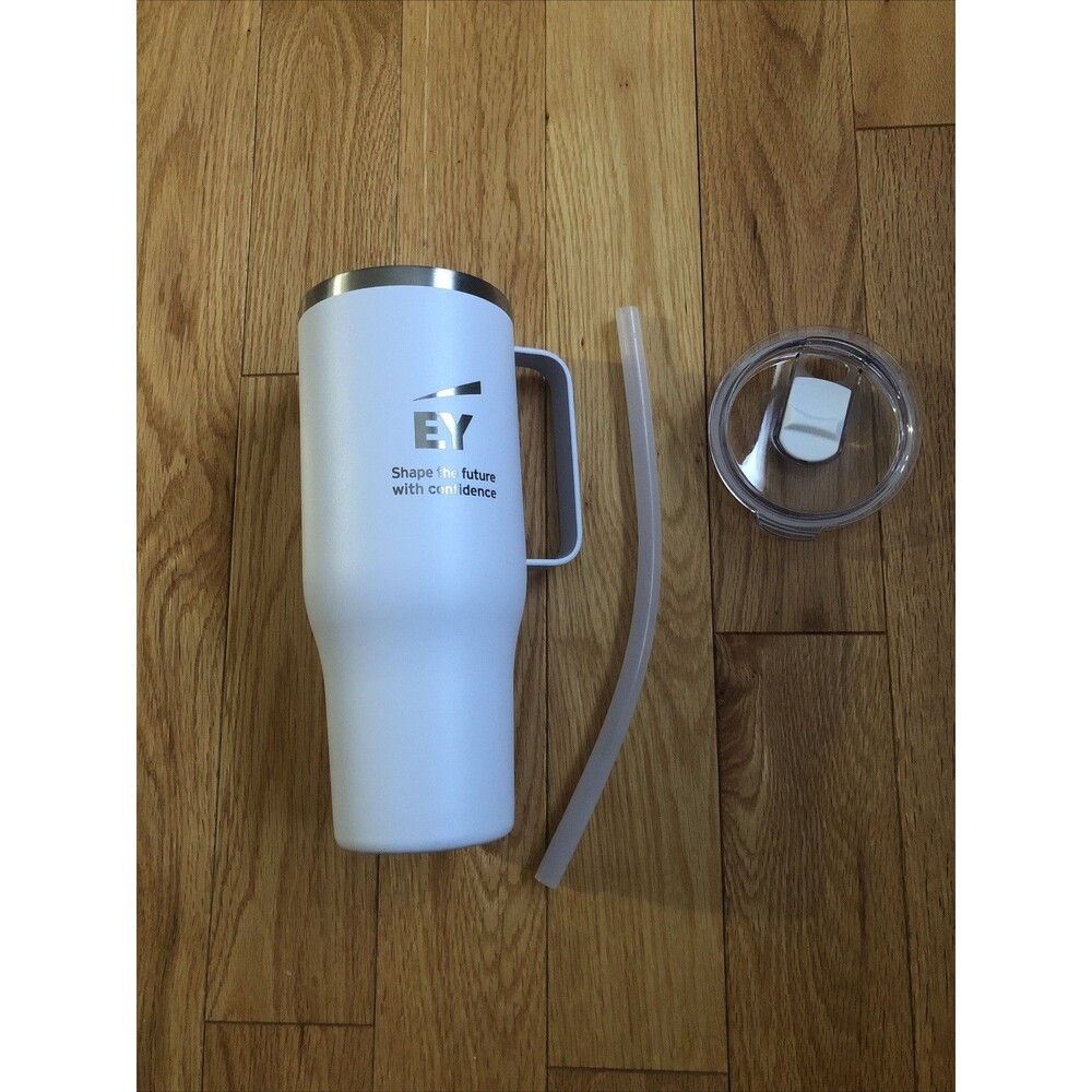 EY Stainless Steel Fitness Water Hydration Bottle 40oz Excellent Cond. w/ Straw